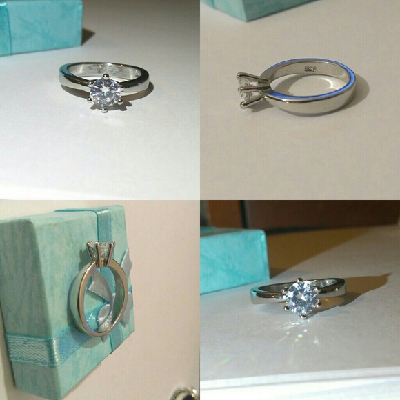 1ct White Sapphire Solitaire 925 Silver Engagement Promise Ring - Picture 7 of 7